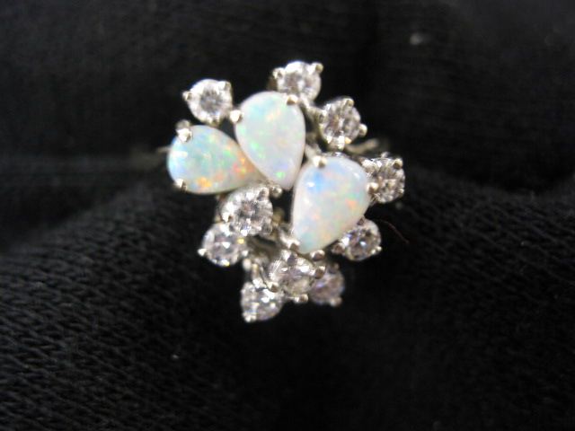 Opal Diamond Ring 3 pear shaped 14a3a7