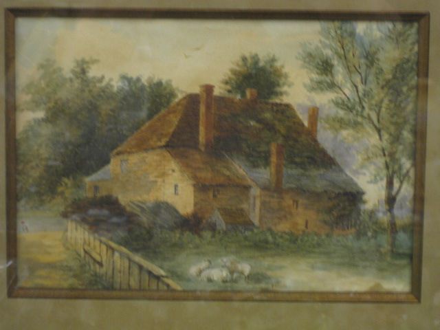 19th Century Watercolor Sheep Beside 14a3bd