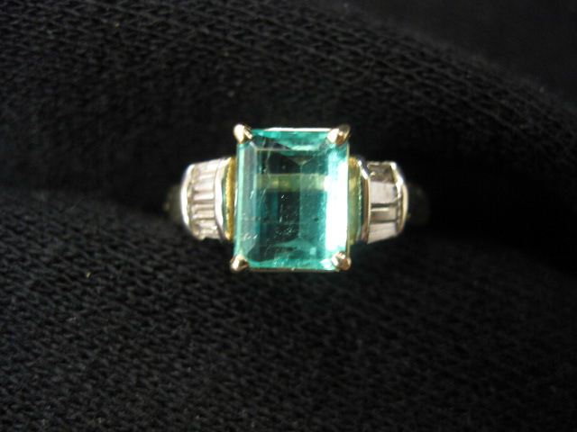 Emerald & Diamond Ring emerald cut gem