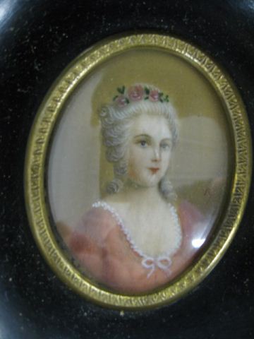 Miniature Painting on Ivory lady 14a403