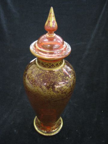 Cranberry Art Glass Covered Jar 14a436
