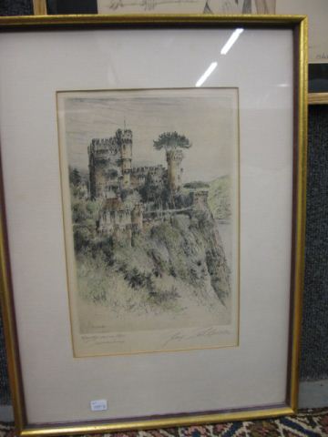 Paul Geissler etching castle scene 14a43c