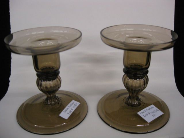 Pair of Steuben Candleholders smoke