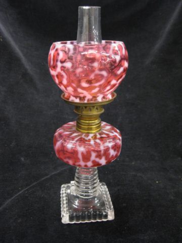 Cranberry Opalescent Miniature Oil Lamp