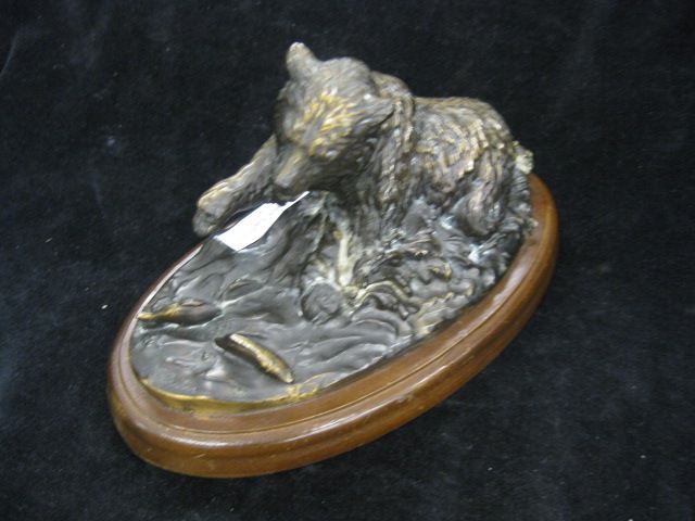 Brien Bronze Figurie of Bear & Fish