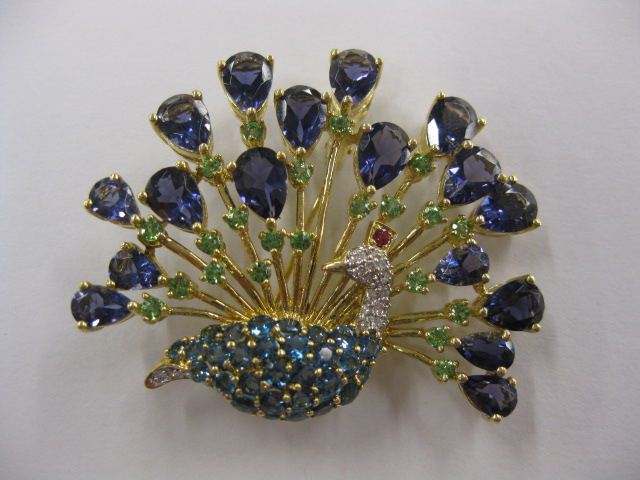 Figural Peacock Brooch diamond