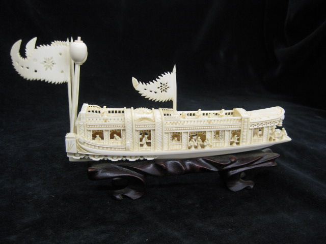 Carved Ivory Ship superb detail with
