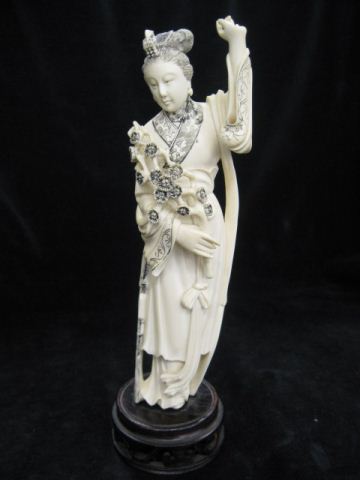 Carved Ivory Figurine of a Lady with
