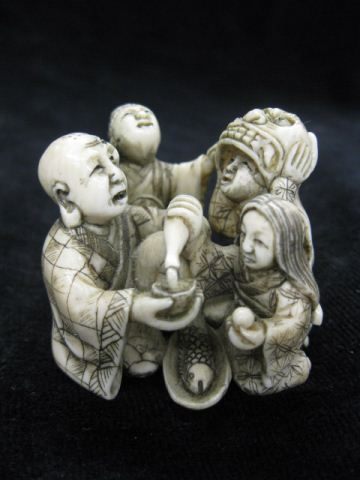 Carved Ivory Group Figurine of