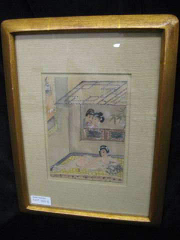 Chinese Erotic Watercolor couple peering