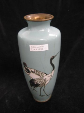 Japanese Cloisonne Vase heron design 14a4af