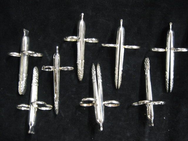 8 Silverplate Individual Asparagus