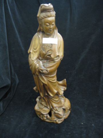 Chinese Carved Wooden Figure of Kuan