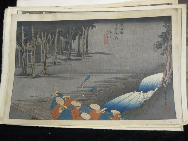 5 Japanese Woodblock Prints including 14a4b3