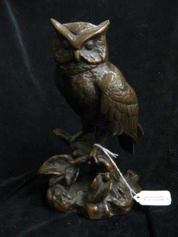 Bronzed Statue of Owl on His Perch