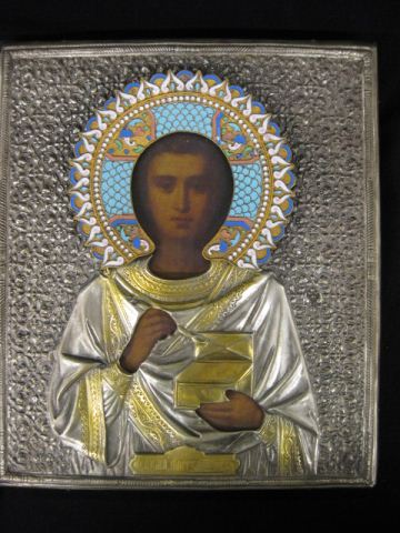 Russian Icon enameled silver frame