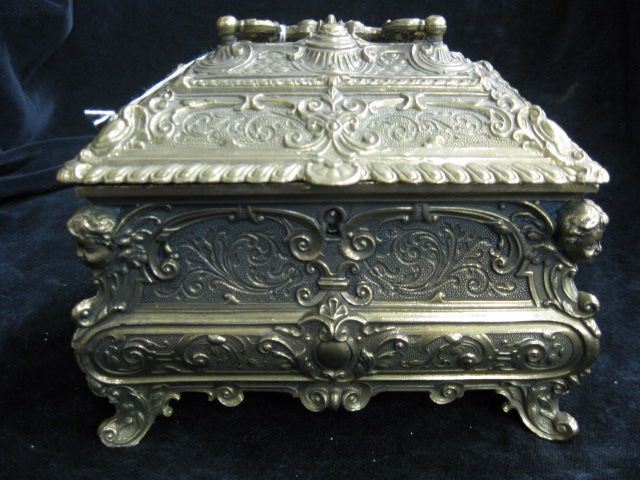 Bronzed Jewelry Box footed locking 14a4f5