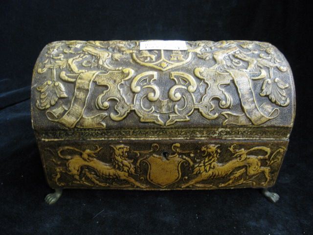 Antique Embossed Leather Box bronze 14a4f6