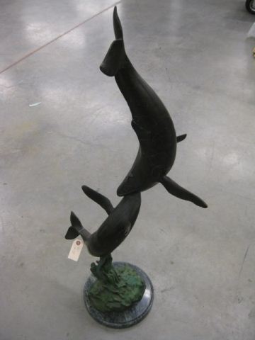 Bronze Statue of Whales 37'' tall