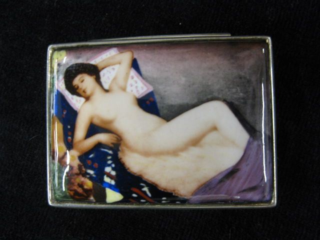 Enameled Sterling Box with Nude