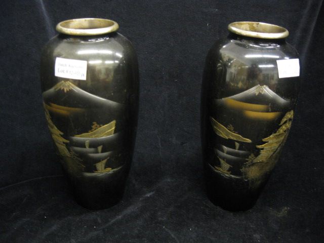 Pair of Japanese Mixed Metal Vases 14a50c