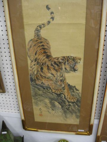 Oriental Watercolor of Tiger signed