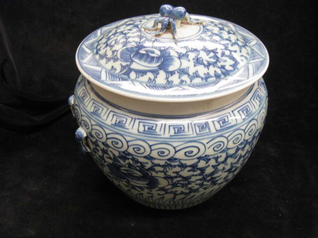 Oriental Porcelain Covered Bowl withapplied