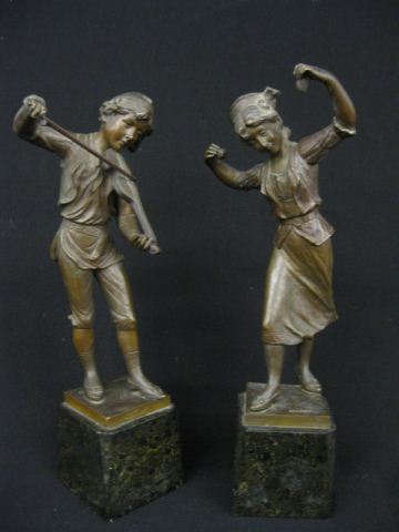 Pair of Bronze Figurines of Boy