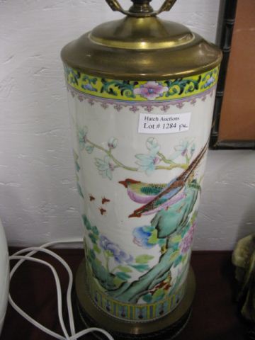 Pair of Chinese Porcelain Lamps cylindrical