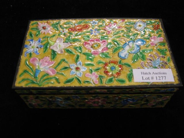 Peking Enamel Brass Box floral 14a52b