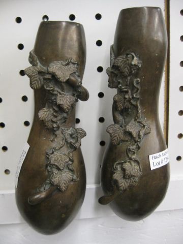 Pair of Bronze Hanging Vases gourd form