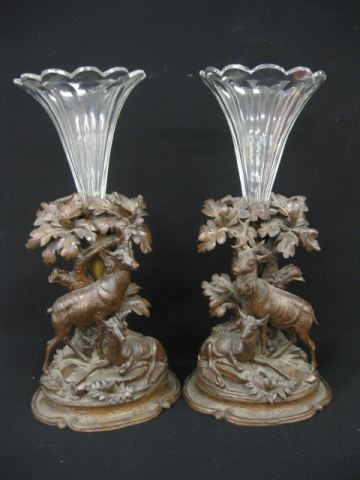 Pair of Black Forest Carved Wooden 14a543