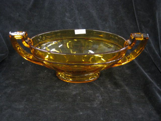 Val St Lambert Amber Crystal CenterpieceBowl 14a558