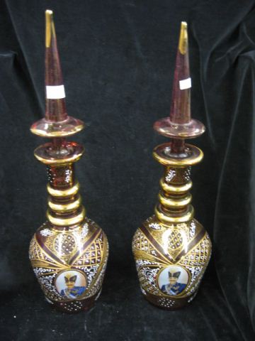 Pair of Persian Art Glass Decanters 14a559