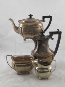 A four piece silver tea set of