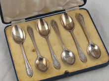 A set of six silver teaspoons in