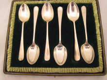 A boxed set of six teaspoons by