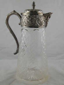 A hobnail panel cut glass claret jug