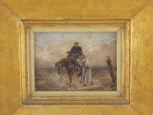 A small oil on panel in wide gilt frame
