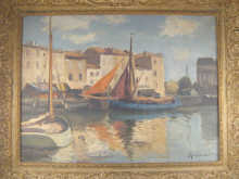 An oil on canvas depicting a harbour 14a6f6