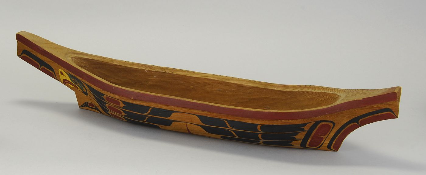 POLYCHROME CARVED WOOD CANOE20th