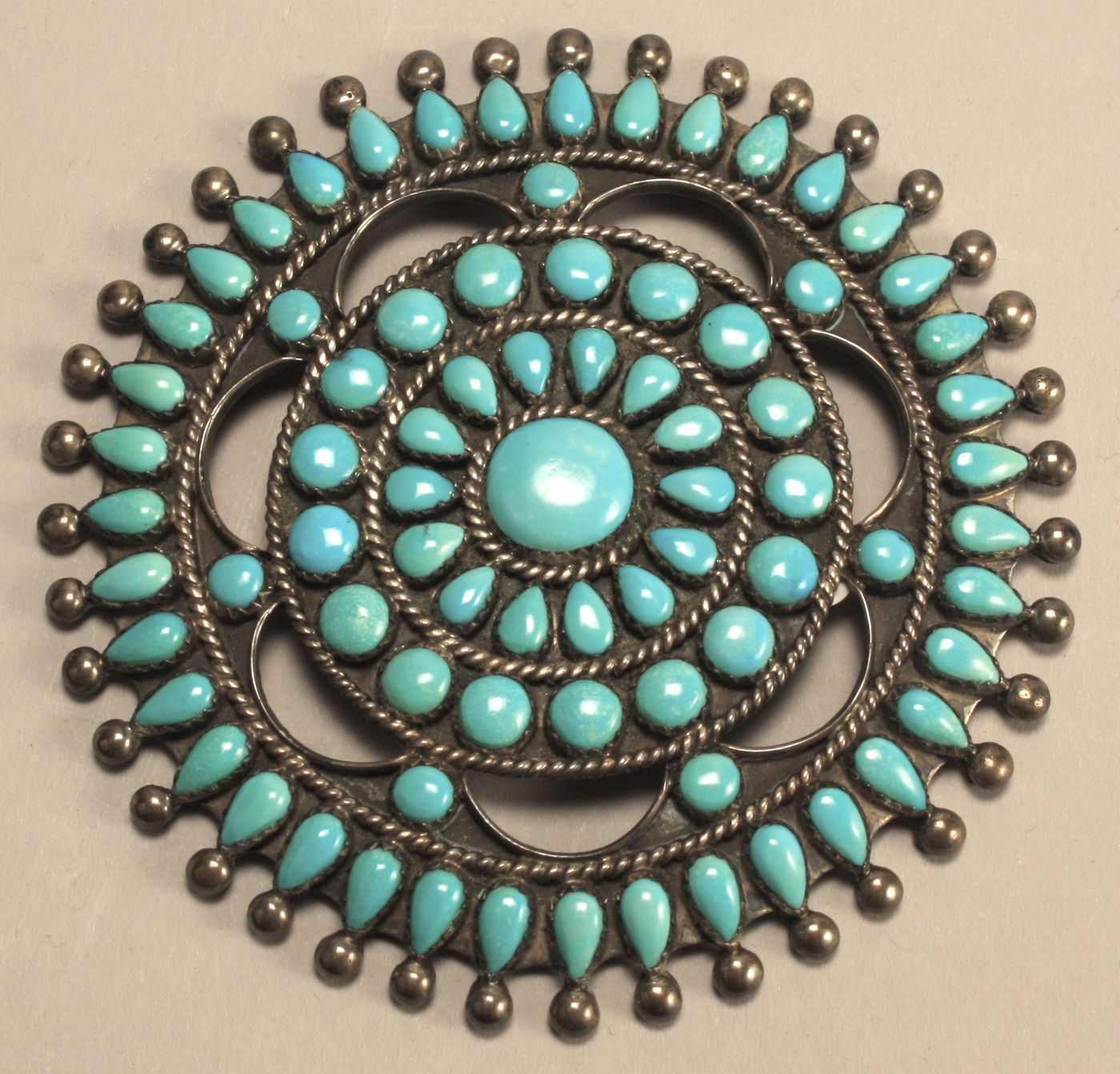 NAVAJO SILVER AND TURQUOISE BROOCHBy 14a7ed