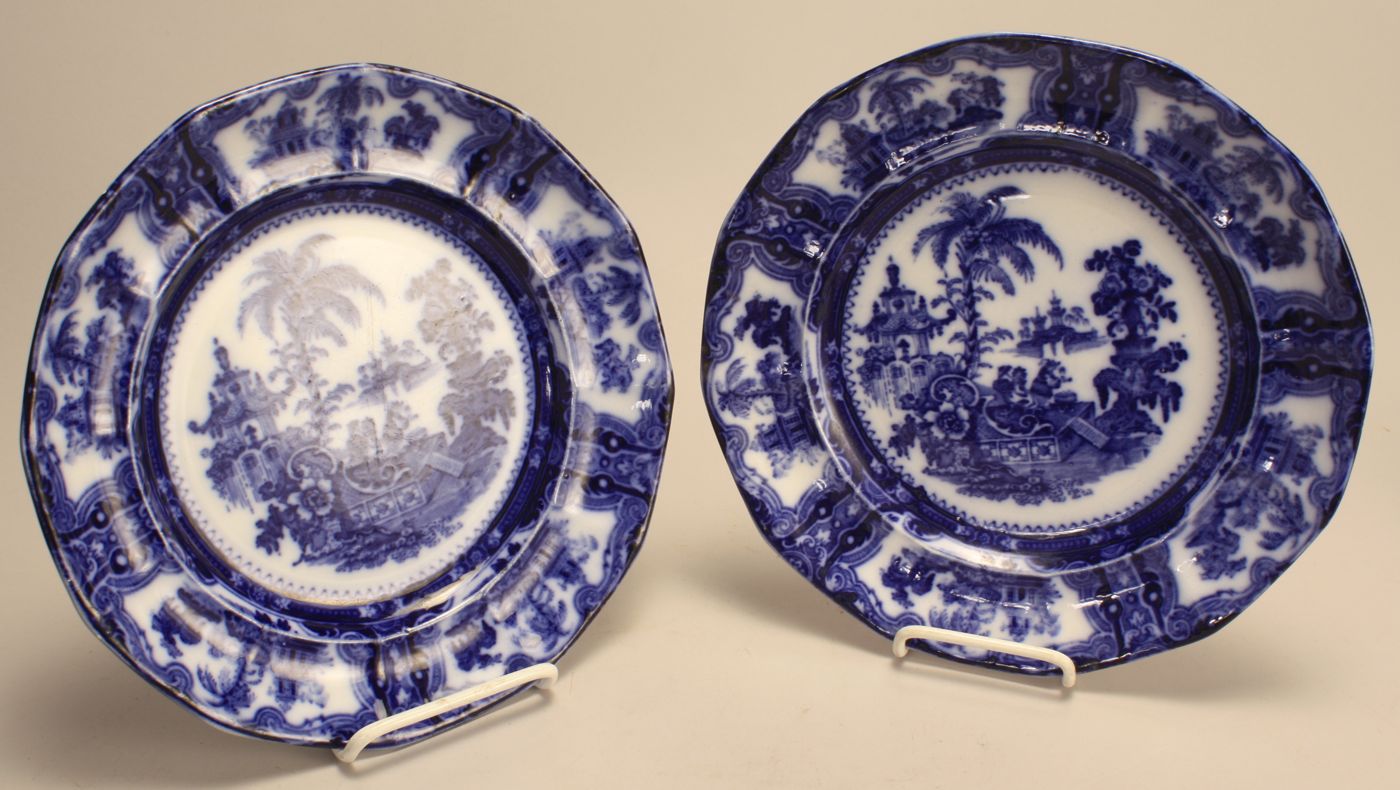 TWO FLOW BLUE PORCELAIN PLATESEnglish 14a894