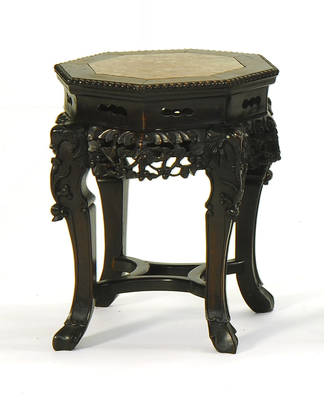 CHINESE ROUGE MARBLE TOP WOOD STAND19th 14a8d6