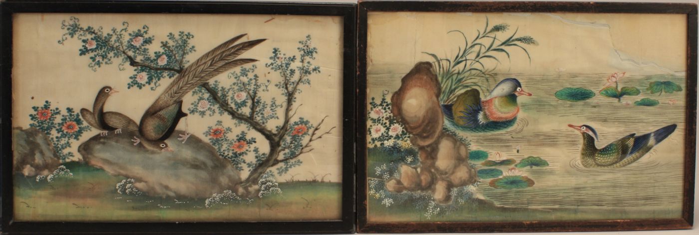 TWO PAIRS OF FRAMED RICE PAPER 14a8df