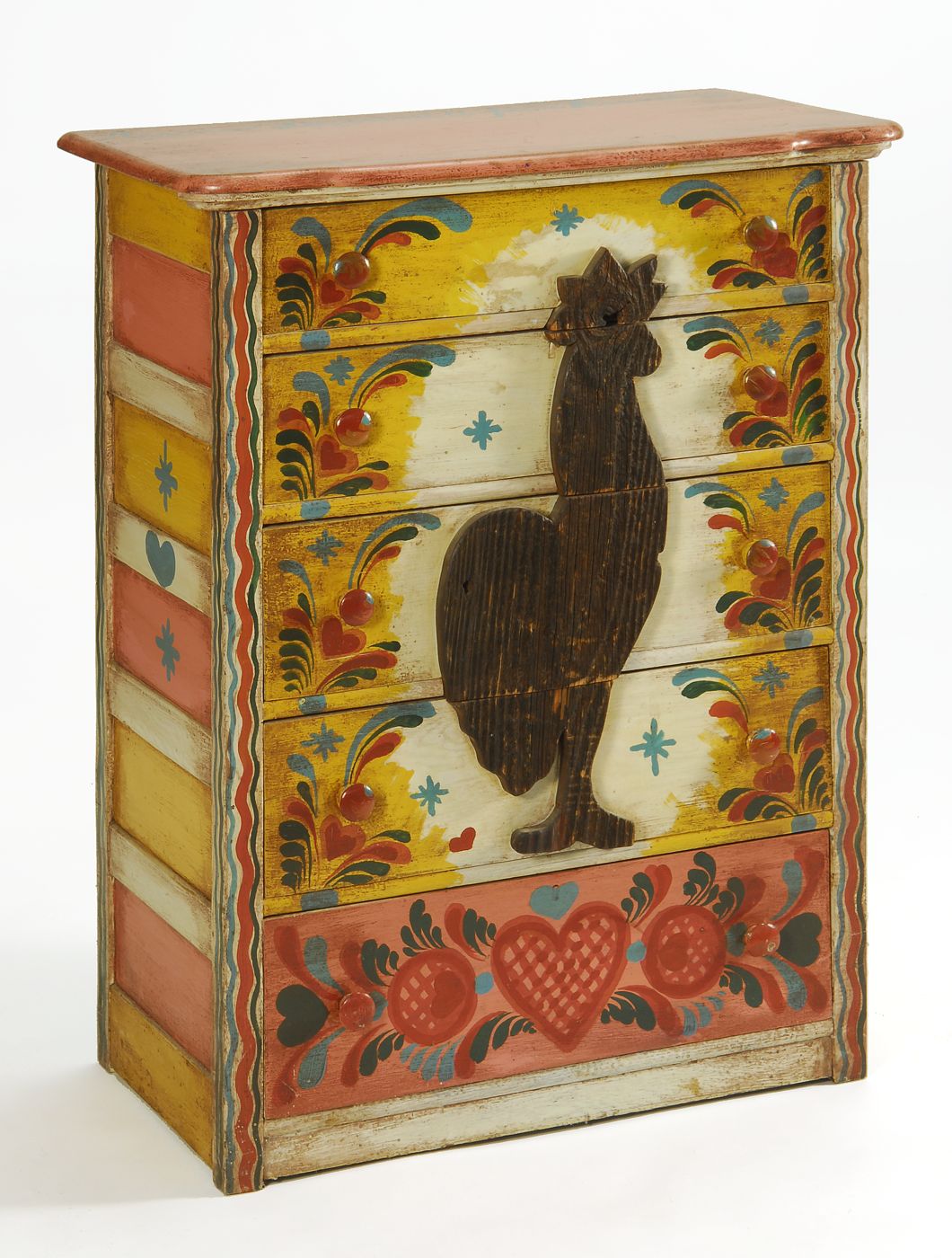 PETER HUNT FIVE-DRAWER DECORATED