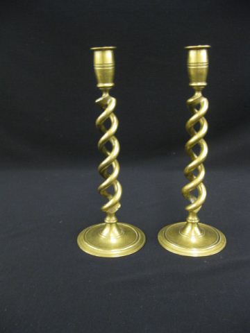 Pair of Brass Candlesticks open