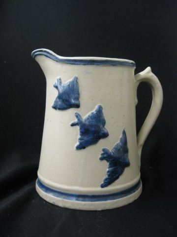 Blue & White Stoneware Pitcher bluebirds