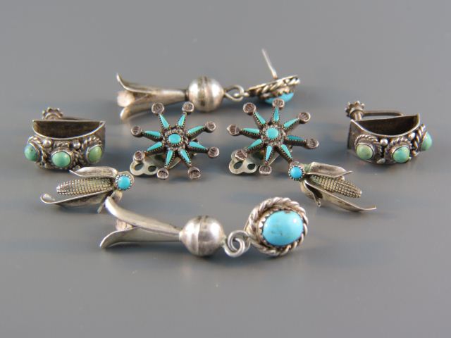 4 Pair of Indian Turquoise & Sterling