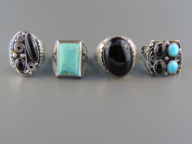 4 Indian Sterling Man's Rings including